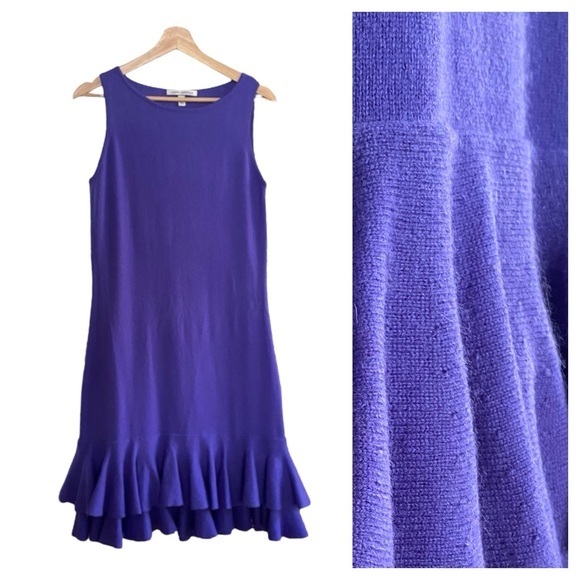 Autumn Cashmere Purple Flounced Ruffle Hem Sleeveless Cashmere Dress - Picture 1 of 13